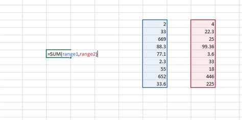 Use the SUM function to sum numbers in a range